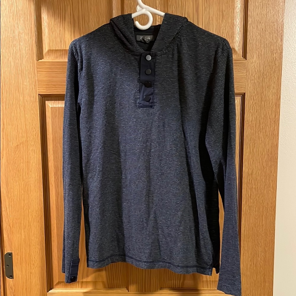 Kenneth Cole Reaction Navy Blue and Gray Striped Shirt